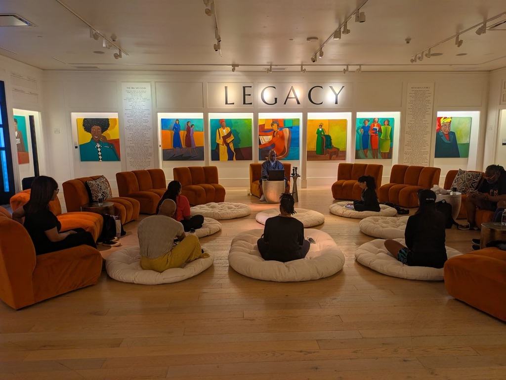 Community meditation circle, Breathing Black Love Series at WOW Gallery
